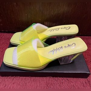 Cape Robbin Neon Yellow and transparent Heels